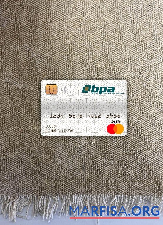 Downloadable Cuba Banco popular de ahorro (bpa) bank master debit card photolook front download for verification